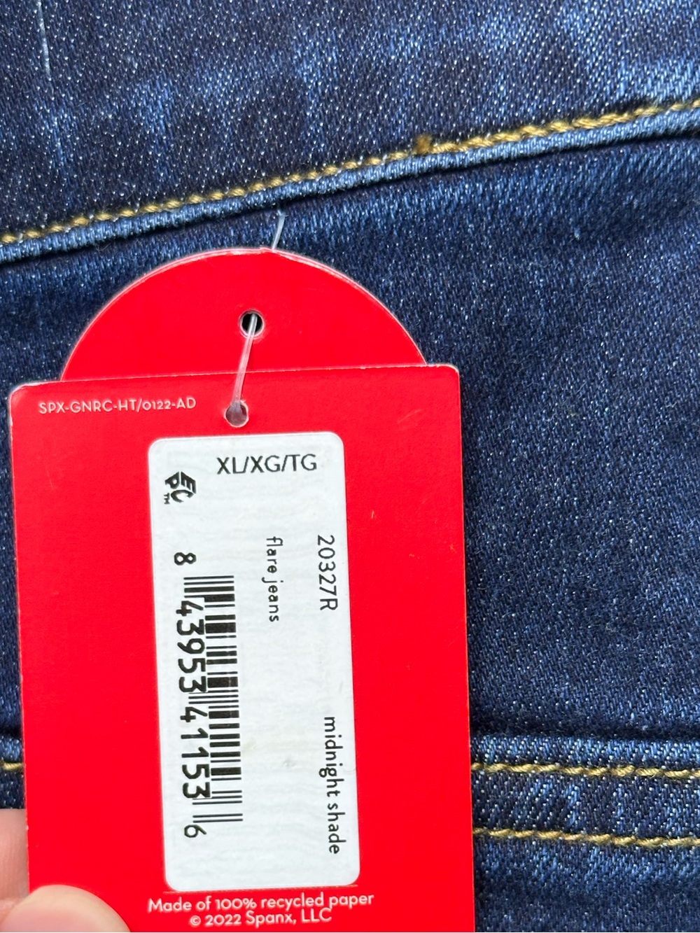 NWT Spanx Flare Jeans XL Dark Wash Pull-On Shaping Stretch Denim Midnight Shade - Picture 6 of 12